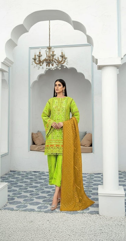 3 PC EMBROIDERED LAWN