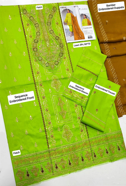 3 PC EMBROIDERED LAWN