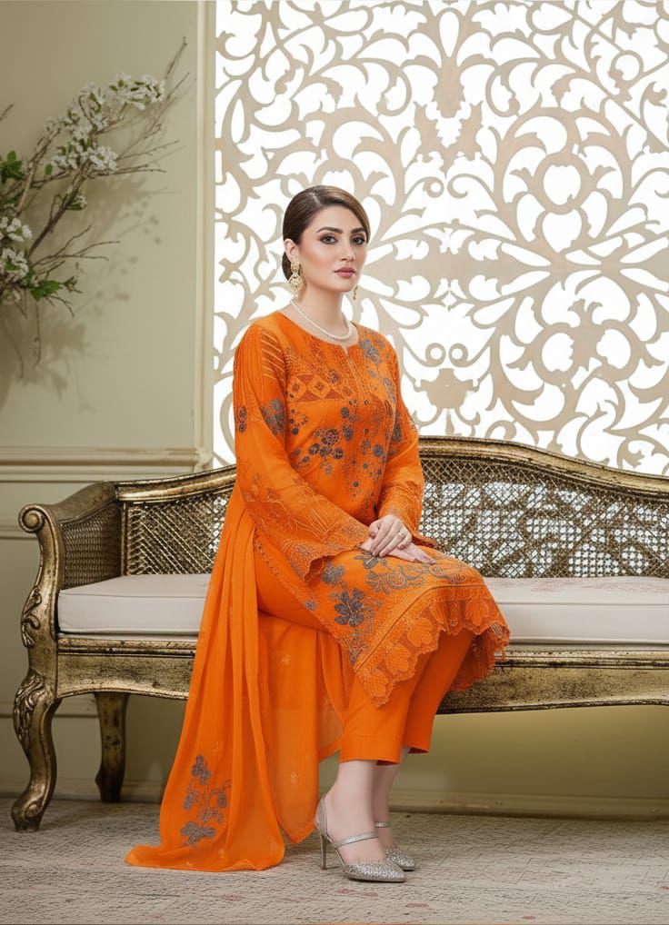 3 PC EMBROIDERED LAWN