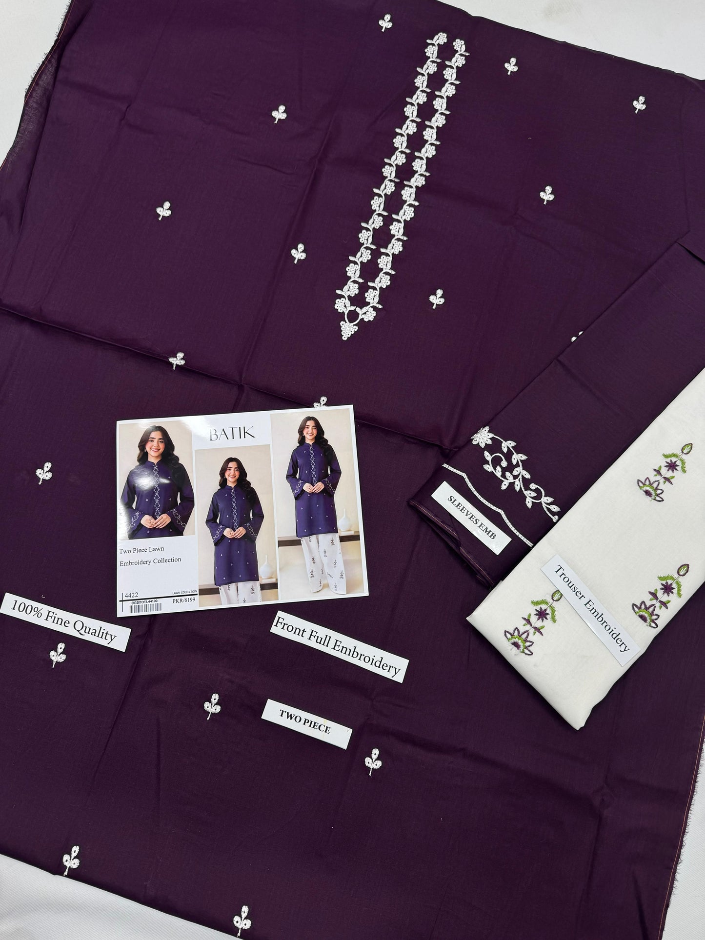 BATIK 2 PC EMBROIDERED LAWN