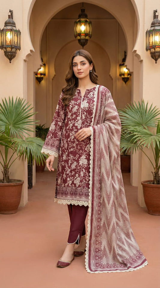 SHANZAY 3 PC PRINTED LAWN